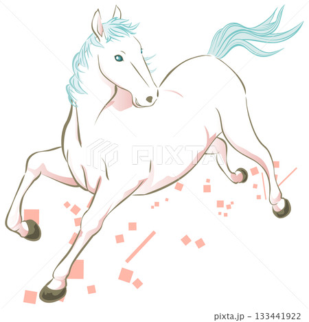 年賀状素材 優雅に駆ける美しい馬のイラスト ベクター 年賀状素材 優雅に駆ける美しい馬のイラスト ベクター 133441922