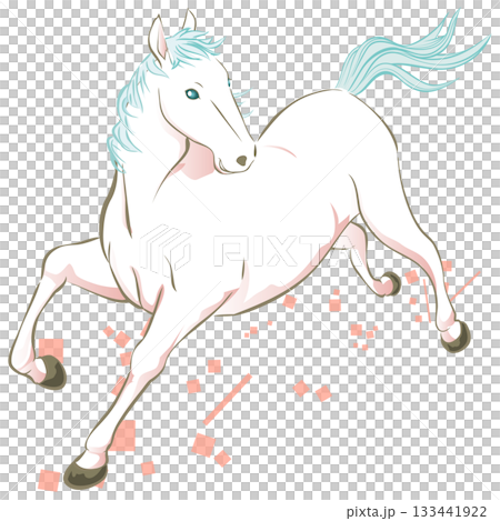 年賀状素材 優雅に駆ける美しい馬のイラスト ベクター 年賀状素材 優雅に駆ける美しい馬のイラスト ベクター 133441922
