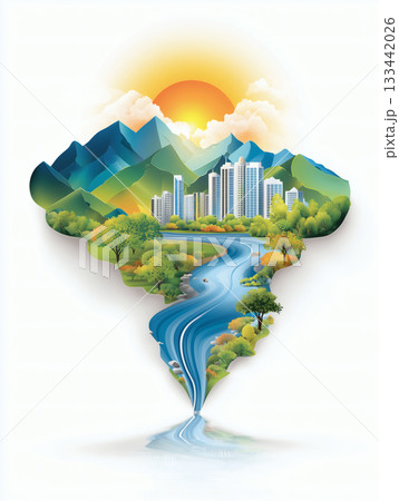 さし絵 立体イラスト 3Dイラスト 133442026