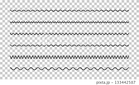 シンプルな波線のベクターイラストセット　 Black simple vector wavy line 133442587