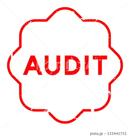 Grunge red audit word rubber seal stamp on white background 133442731