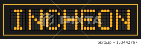 Orange color led banner in word incheon on black background 133442767