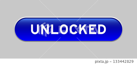 Blue color capsule shape button with word unlocked on gray background Blue color capsule shape button with word unlocked on gray background 133442829