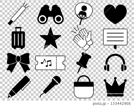 一組16個單色押勝圖標 133442908