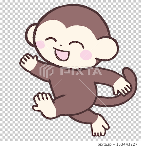 Illustration of a smiling monkey running 133443227
