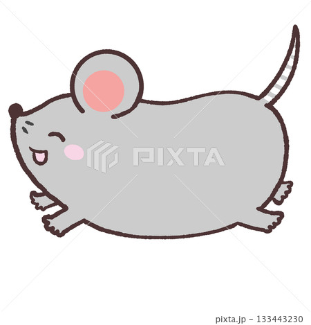 笑顔で走るネズミのイラスト 笑顔で走るネズミのイラスト 133443230