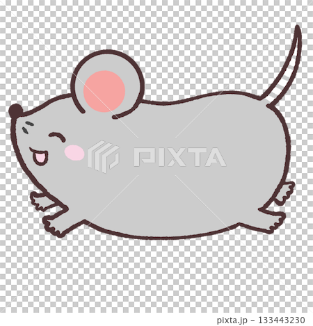 笑顔で走るネズミのイラスト 笑顔で走るネズミのイラスト 133443230