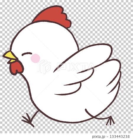 笑顔で走る鶏のイラスト 133443238