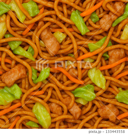 ソース焼きそばの食材背景テクスチャ 133443558