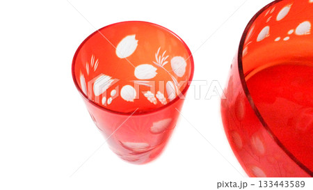 Red crystal vase. 133443589