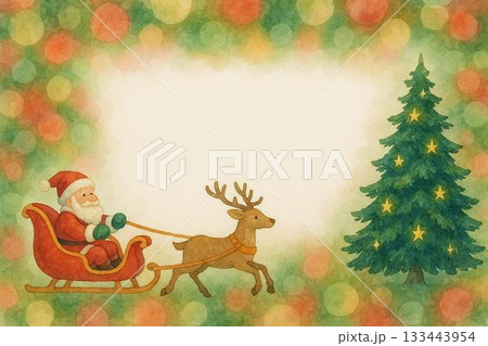 ポストカード　クリスマス　サンタクロース　水彩画 133443954