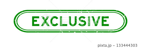 Grunge green exclusive word rubber seal stamp on white background 133444303