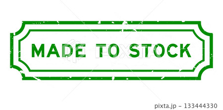 Grunge green made to stock word rubber seal stamp on white background 133444330