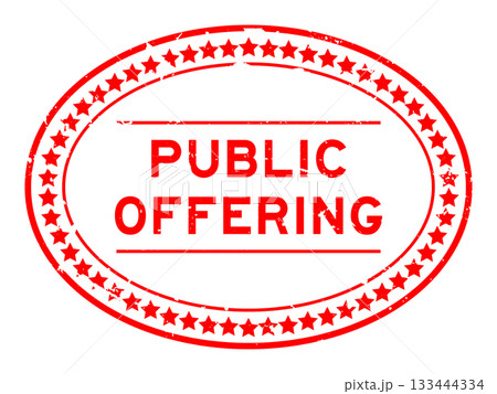 Grunge red public offering word oval seal stamp on white background Grunge red public offering word oval seal stamp on white background 133444334