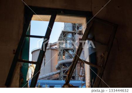 Industrial Cement Works with Steel Elements Industrial Cement Works with Steel Elements 133444632