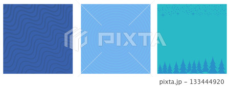 Blue Christmas geometric background collection. Merry Christmas poster, social media post layout, quiz backdrop, square banner design template set with snow 133444920