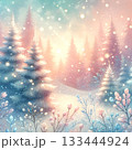 朝日に照らされてキラキラ舞うダイヤモンドダスト 133444924