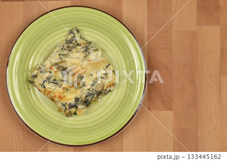 Swiss Chard Cheese Lasagna Serving 133445162