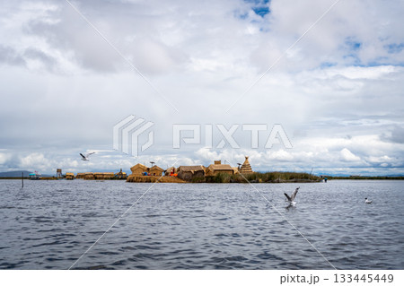 Floating island "Uros Titino" on Lake Titicaca in Peru 133445449