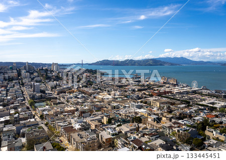 Panoramic view of San Francisco Bay and downtown skyline, USA 133445451