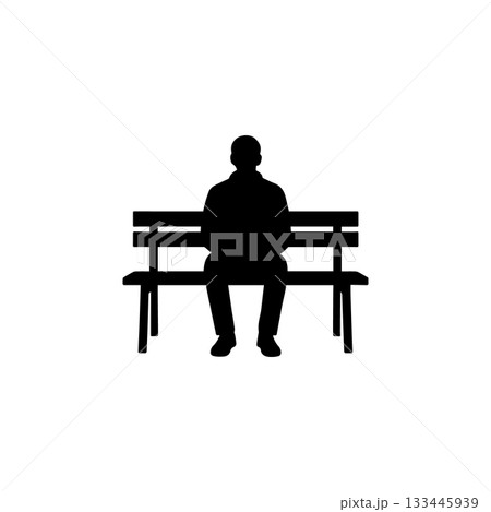 man sitting on bench silhouette park relaxation loneliness waiting symbol isolated on white background 133445939