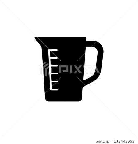 measuring jug silhouette kitchen container with handle isolated on white background 133445955