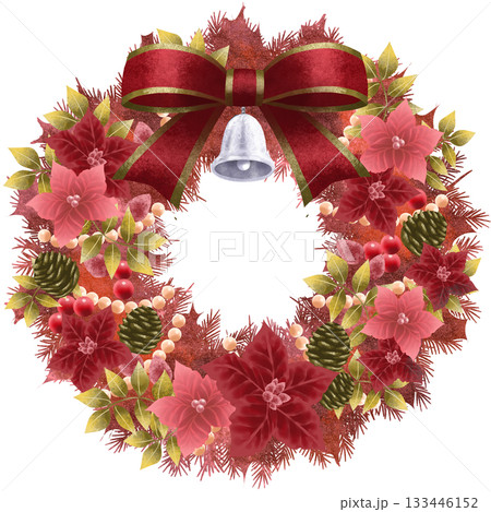 華やかな赤のクリスマスリース 華やかな赤のクリスマスリース 133446152