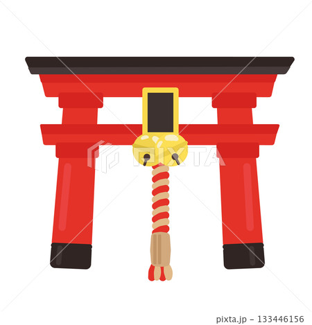 鳥居  神社　鈴緒　イラスト 133446156