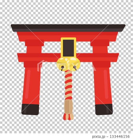 鳥居  神社　鈴緒　イラスト 133446156