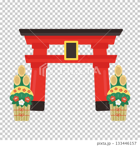 鳥居  神社　門松　新年  イラスト 133446157