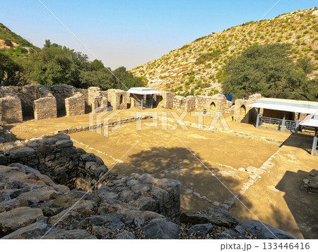 Ancient Mohra Muradu monastery view capturing daily life mood in historic Taxila ruins 133446416