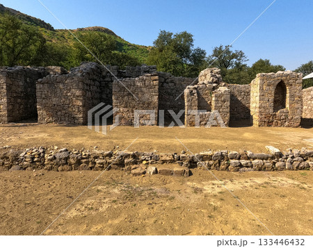 Heritage Buddhist residential rooms with stone walls and doorways Mohra Muradu Taxila ruins Heritage Buddhist residential rooms with stone walls and doorways Mohra Muradu Taxila ruins 133446432