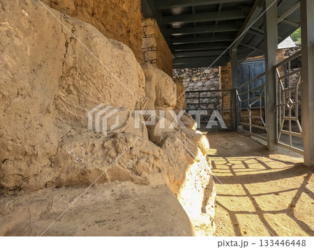 Heritage Gandhara stone ruins showing ancient craftsmanship and modern conservation Taxila Pakistan Heritage Gandhara stone ruins showing ancient craftsmanship and modern conservation Taxila Pakistan 133446448