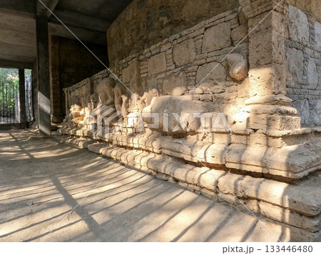 Heritage Stupa base carvings Mohra Muradu Taxila ruins Pakistan 133446480