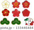 水彩風　松と梅のアイコンイラスト 133446484