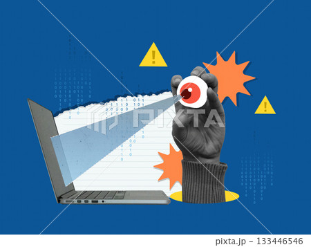 Cybersecurity awareness and threat detection with visual elements. Vector illustration 133446546
