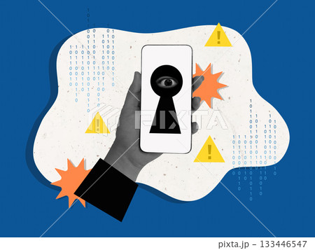 Mobile phone displaying security lock illustrating vigilance in cybersecurity. Vector illustration Mobile phone displaying security lock illustrating vigilance in cybersecurity. Vector illustration 133446547