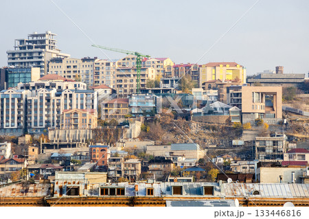 residential houses in Yerevan in smoggy morning residential houses in Yerevan in smoggy morning 133446816