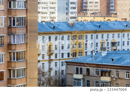 facades of apartment buildings in autumn evening facades of apartment buildings in autumn evening 133447004