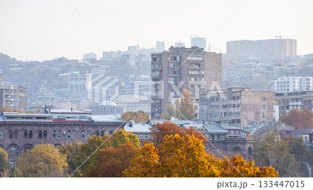 panoramic view of of Yerevan in smoggy morning 133447015