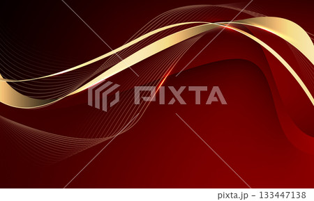 Abstract wave gold ribbon curve on red design modern luxury background vector Abstract wave gold ribbon curve on red design modern luxury background vector 133447138