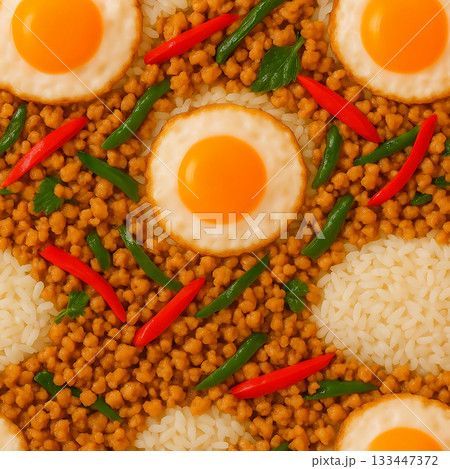 ガパオライスのテクスチャ背景 133447372
