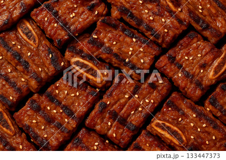 カルビ焼肉のテクスチャ背景 133447373