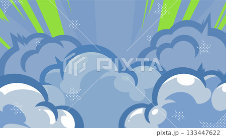 アメコミ風の煙と光の背景イラスト_青_16:9 アメコミ風の煙と光の背景イラスト_青_16:9 133447622