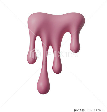 Pink 3D liquid drips with glossy paint and smooth flowing drops. The pink drip shapes create a soft fluid splash effect isolated on white Pink 3D liquid drips with glossy paint and smooth flowing drops. The pink drip shapes create a soft fluid splash effect isolated on white 133447665