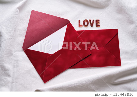 Red envelopes with love letter and text Red envelopes with love letter and text 133448816
