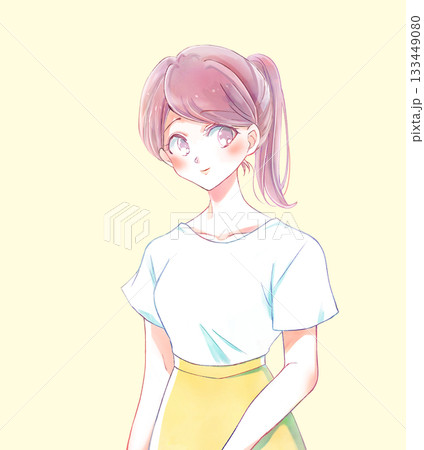 ポニーテールの女性 微笑み カメラ目線 ポニーテールの女性 微笑み カメラ目線 133449080