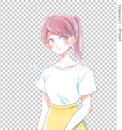 ポニーテールの女性　微笑み　カメラ目線 133449081