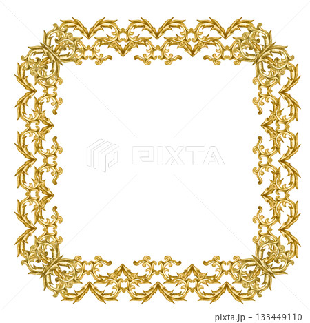 Golden vintage vignette square frame isolated on a white background. Watercolor border for Christmas, wedding decor, invitations, greeting cards, tablecloths, labels, table runners, home decor Golden vintage vignette square frame isolated on a white background. Watercolor border for Christmas, wedding decor, invitations, greeting cards, tablecloths, labels, table runners, home decor 133449110
