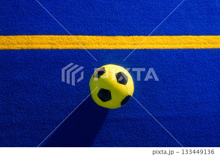 Soccer ball and dividing lines on the field. Football. Active sports. Team sports. 133449136